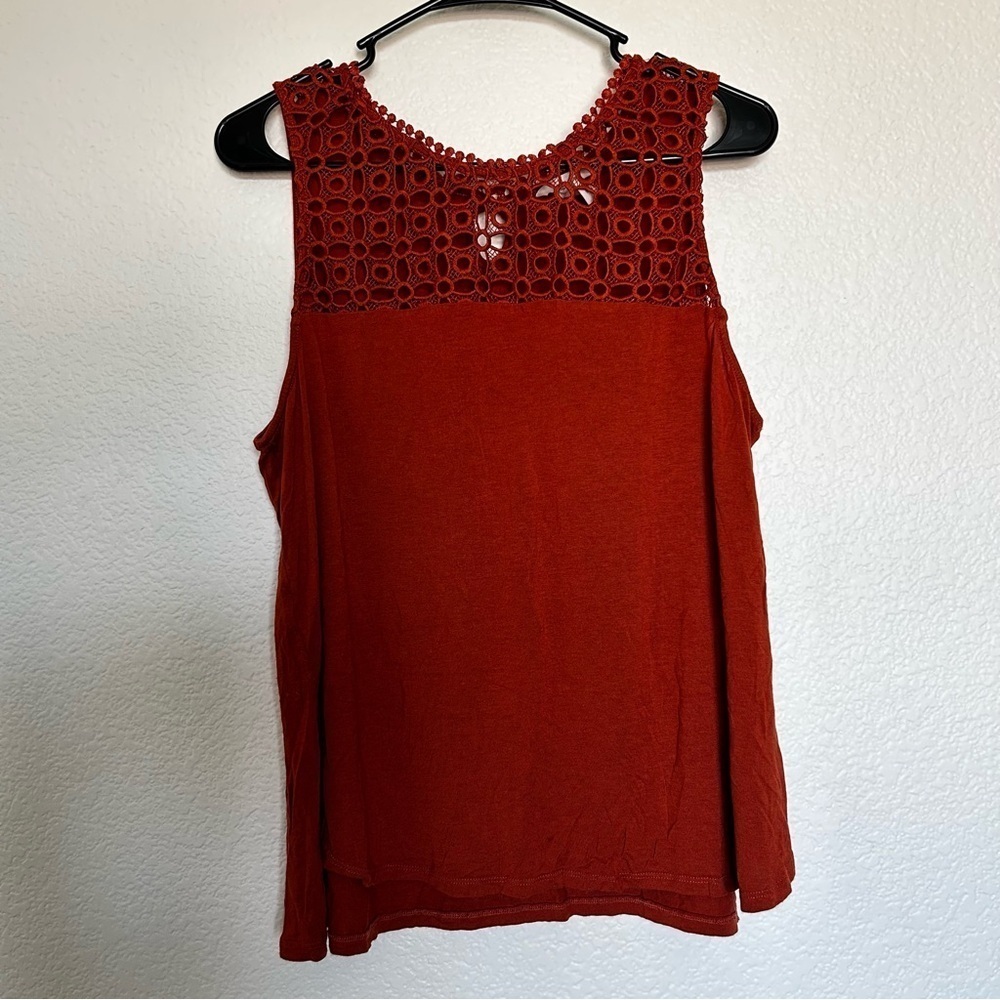 Burnt Orange H&M Sleeveless Lace  Top